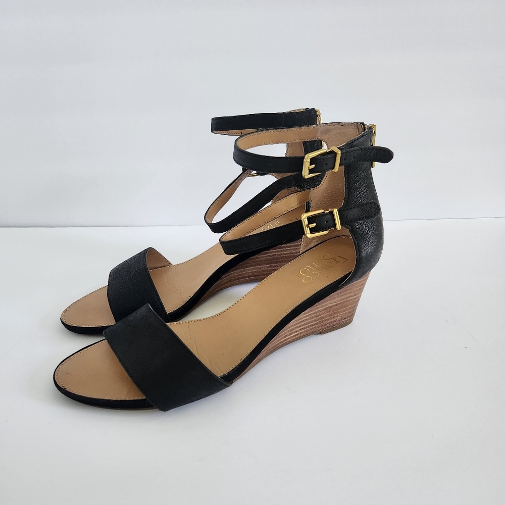 Franco Sarto Dade Sandals Black Leather Upper